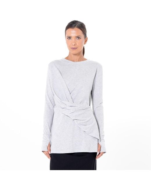 Metamorph Blue Cotton Slim Fit Top With Thumbhole Sleeves