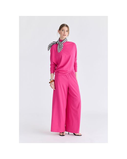 Paisie Pink Asymmetric Draped Lyocell Jersey Top