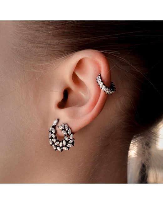 SALLY SKOUFIS Metallic Rediscovery Earrings With Made Cz Diamond Stimulant