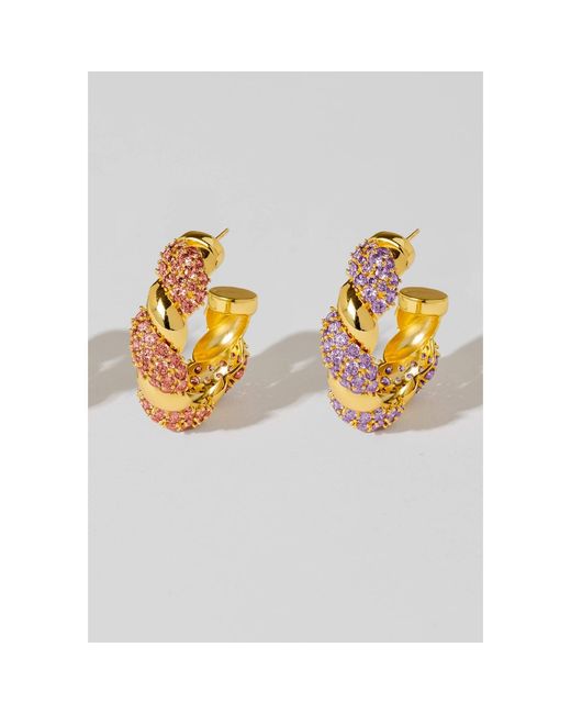Lavani Jewels Metallic Purple & Gold Plated Paramount Hoops