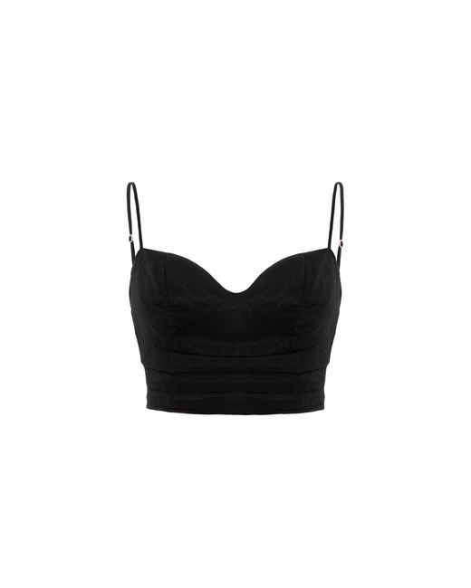 AVENUE No.29 Black Silk Corset Top With Straps