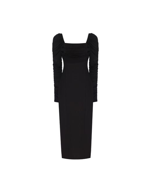 NALÈ Black Ava Ruched Sleeves Bodycon Dress