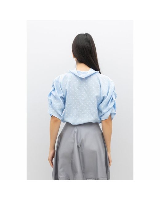 Bianca Popp Blue Puff Blouse With Collar