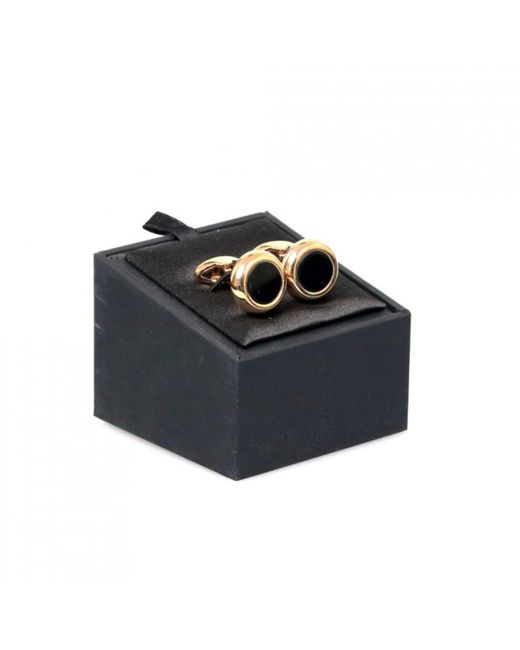 DAVID WEJ Black Circle With Onyx Cufflink – for men