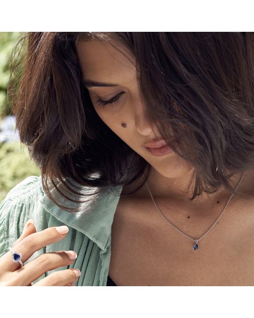 Juvetti Blue Ori Small Pendant Necklace Pastel Sapphire & Diamond