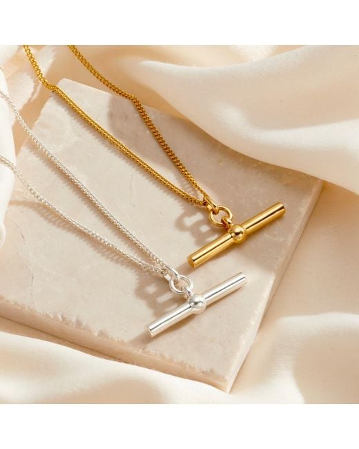 Posh Totty Designs Metallic Sterling Large T Bar Necklace