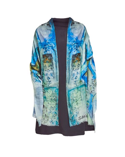 Saniya Khan Blue Themes Of Antiquity Scarf