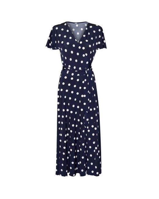 SACHA DRAKE Blue Reverse Wrap Midi Dress