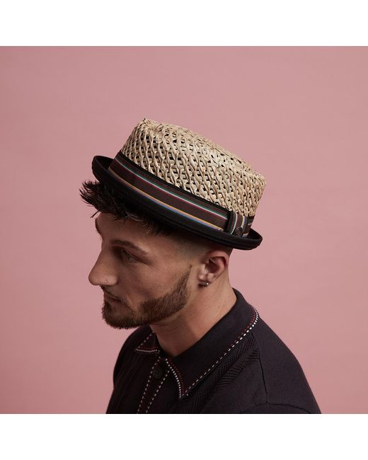 Dasmarca Hats Natural Neutrals Dasmarca Jake Summer Telescope Crown Lightweight Seagrass Breathable Mod Style Straw Porkpie Hat for men