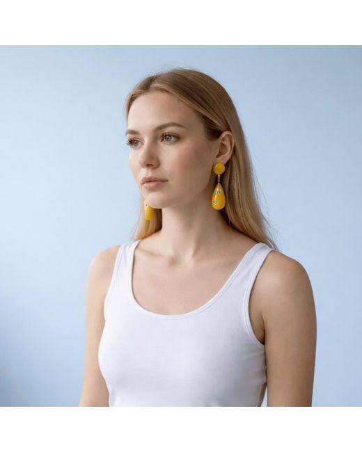 Michael Nash Jewelry Yellow Kathryn And Drop Polka Dot Earrings