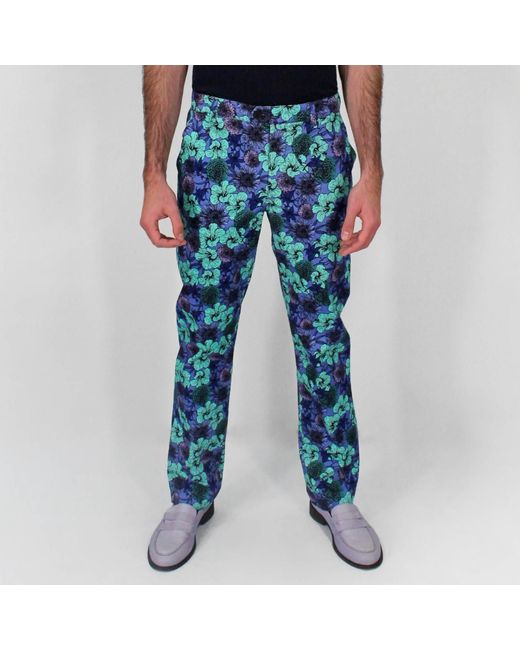Lords of Harlech Blue Jack Lux Hibiscus Garden Pants for men