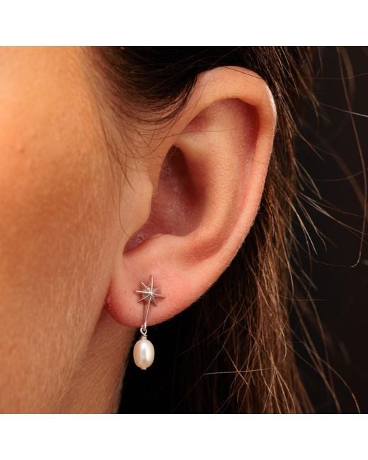 Scream Pretty Metallic Angel Star & Pearl Drop Stud Earrings
