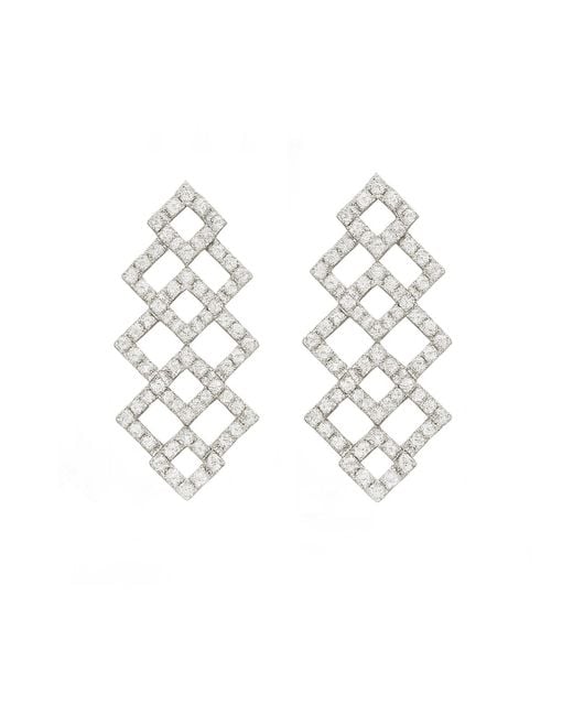 Maison De Gala White Lattice Shine Statement Earrings