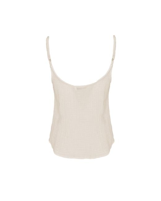 Haris Cotton White Tank Top With Lace Trim