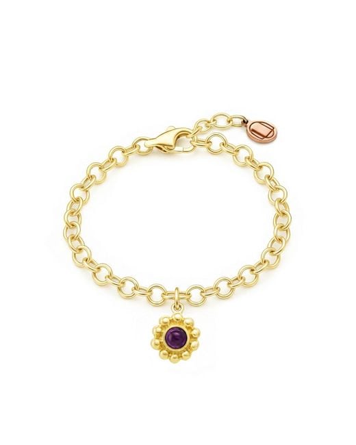 Unaloe Metallic Vermeil Flower Charm Bracelet With Amethyst – Elegant Fashion Jewelry