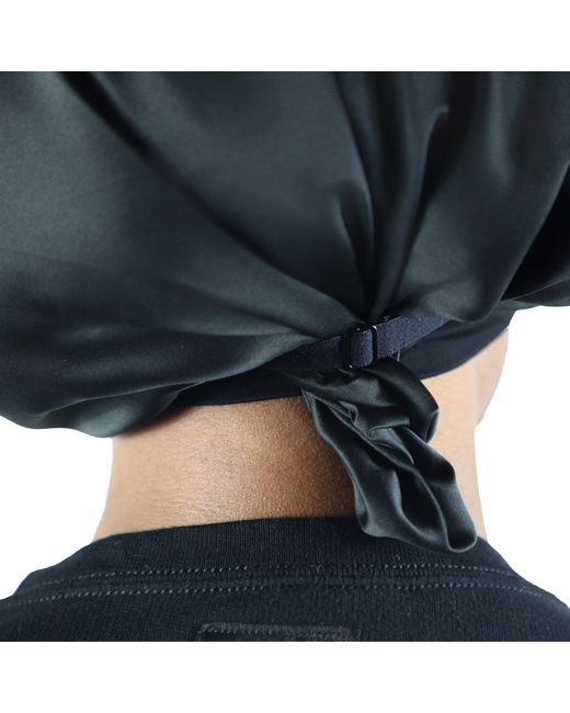 St Cayman Black Ibonnet Adjustable Satin Hair Bonnet Eye Mask With Gel Insert