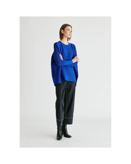 Paisie Blue Ribbed Jumper