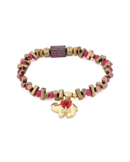 Ebru Jewelry Red Guardian Love Ruby Heart & Elephant Bracelet