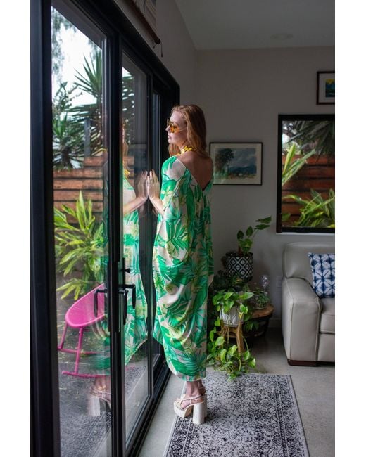 Jennafer Grace Green Canopy Nude Caftan