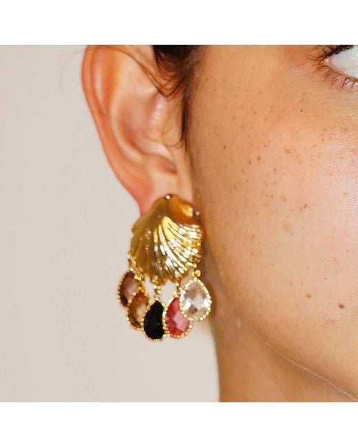 Eyeconic by Samar Ajram Metallic Golden Shell Earrings