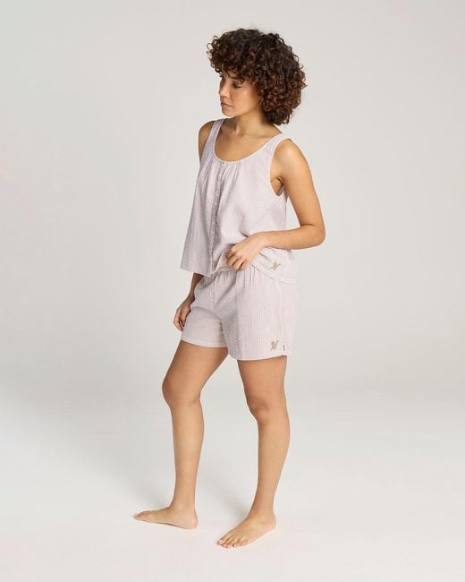 Nudea White Seersucker Button Boxer