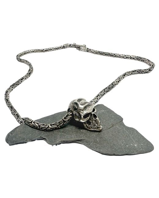 Tg-Jewellery by Tamara Gervasio Metallic Sterling Skull Pendant Necklace – Oneself Japanese Symbol Engraving for men