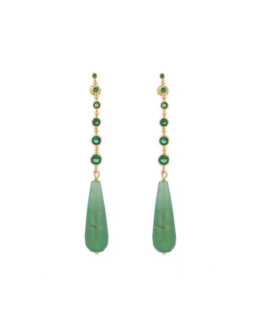 Ebru Jewelry Green Mystic Energy Jade Teardrop Earrings