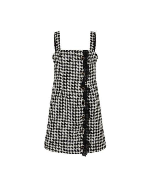 Sour Figs Black Sequined Houndstooth Bouclé-Knit Mini Dress