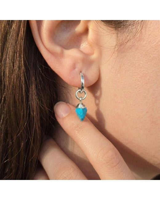 Harfi Blue Raw December Birthstone Huggies