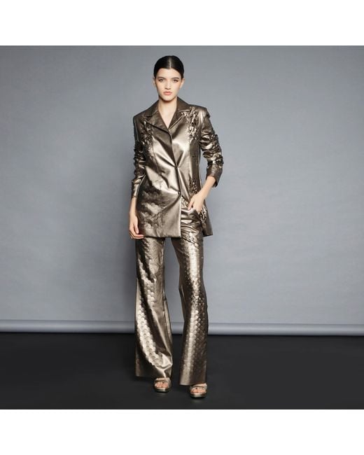 Silvia Serban Brown Neutrals Laser Cut Bronze Jacket