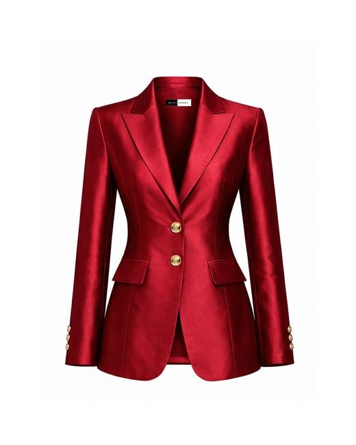 Richa Sharma Red Handcrafted Pure Silk Blazer