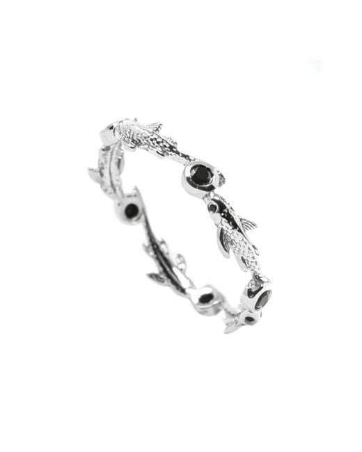 NASI SILVER Metallic Eternity Neshama Fish Band- Onyx