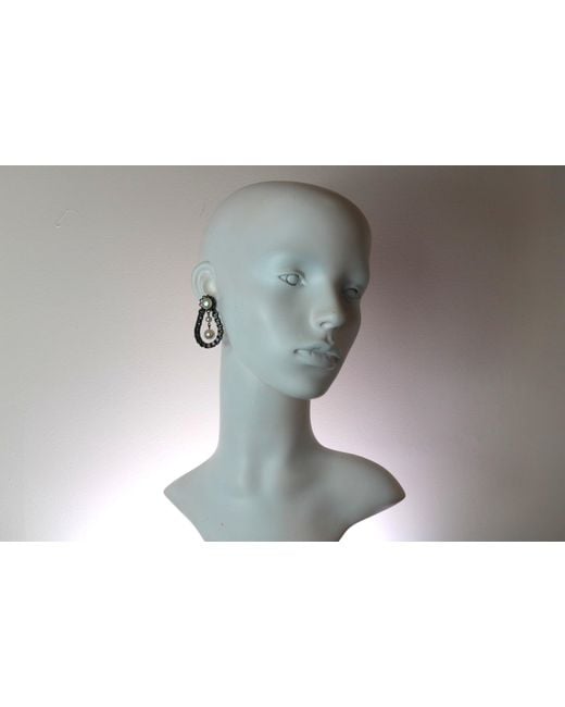 Vicki Sarge Black Loop Pearl Drop Earrings