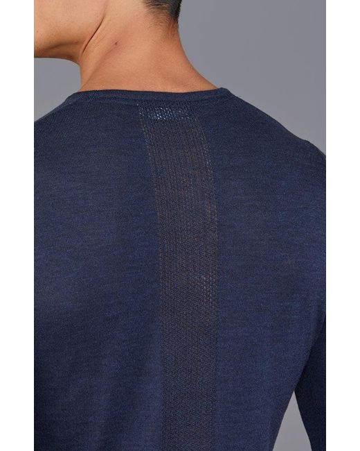 Paul James Knitwear Blue Midweight Merino Activewear Base Layer Zeus Top
