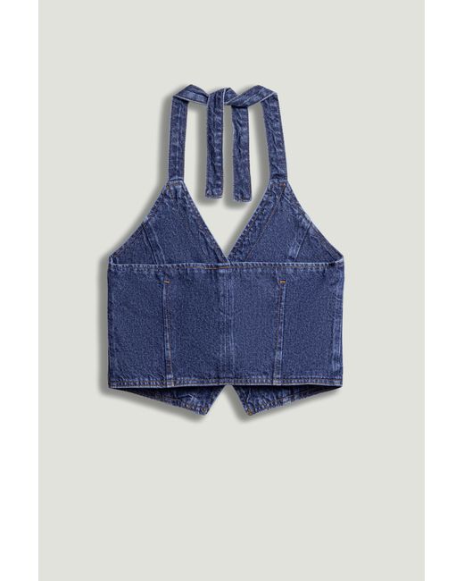 Nocturne Blue Halter Neck Denim Vest