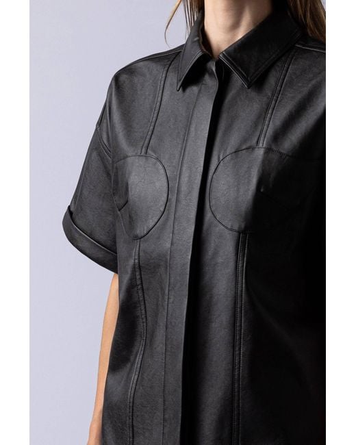 Lendrop Studios Black Mei Short Sleeve Leather Shirt