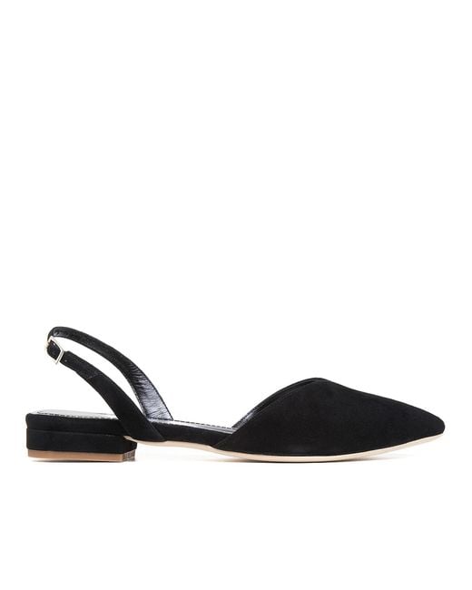 Ginissima Black Alice V-Cut Slingback Flats