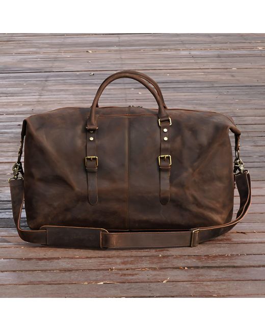 Touri Black Zip Detail Genuine Leather Holdall
