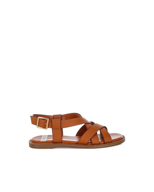 Rag & Co Brown Kapaka Real Leather Flat Gladiator Sandals