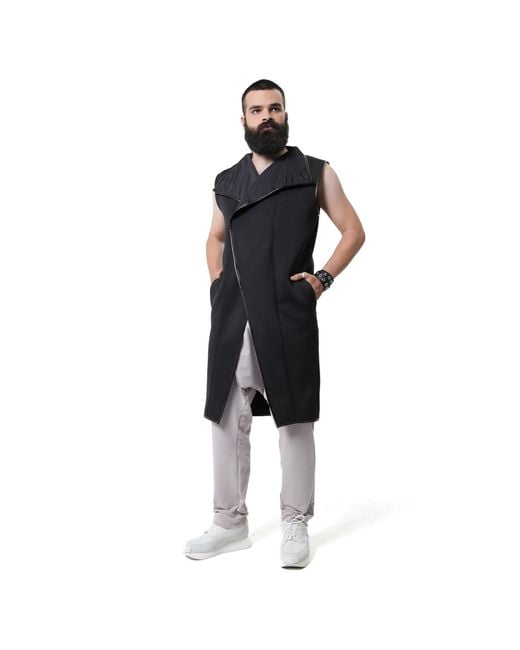 Metamorph Black Long Sleeveless Vest for men