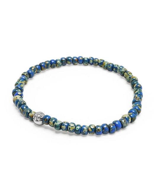 Nialaya Blue Wristband With Lapis Miyuki Beads for men