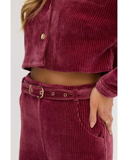 Why Mary Red Odessa Stretch Corduroy High Waisted Pants
