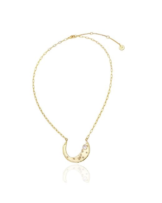 Rare Matters Jewelry Metallic Stellar Arc Clear Quartz Necklace