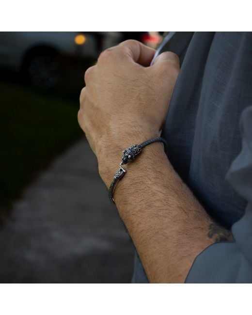Ebru Jewelry Metallic Wolf Fang Sterling Diamond Bracelet for men