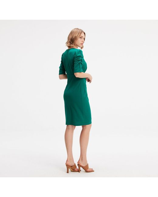Smart and Joy Green Jersey Dress With Zip Side