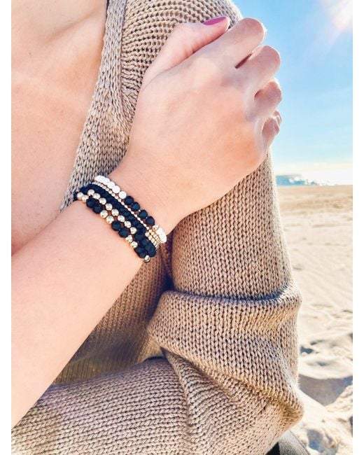 Olivia Le Metallic Dreamy Black & White Gem Bracelet