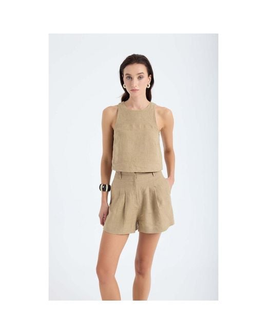 Monlicia Natural Neutrals Lena Linen Top