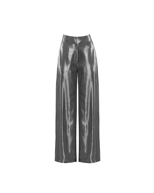 Vestiaire d'un Oiseau Libre Gray Metallic High-Waisted Trousers