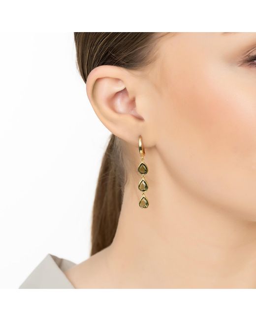 Latelita London Metallic Sardinia Triple Teardrop Earrings Peridot