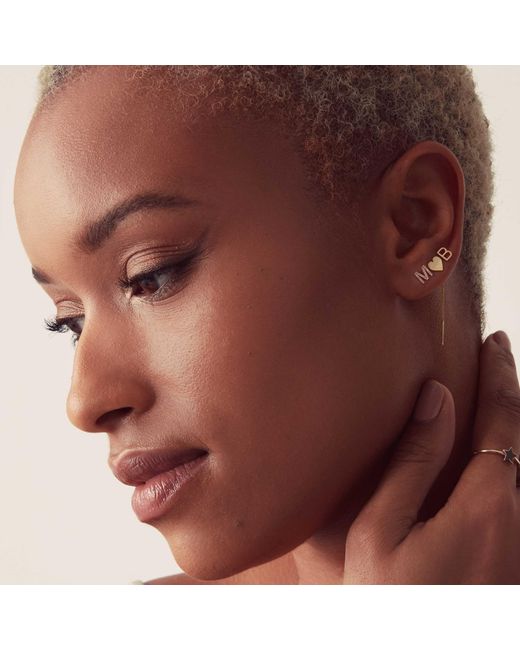 Maya Brenner White 14K Heartfelt Stud